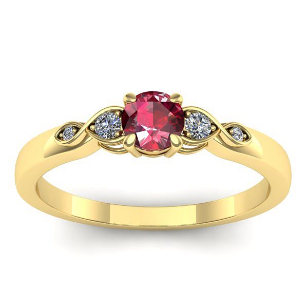 Inel de logodna cu rubin rotund