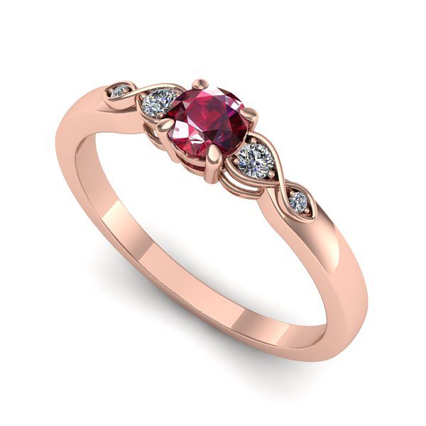 Inel logodna din aur roz cu rubin
