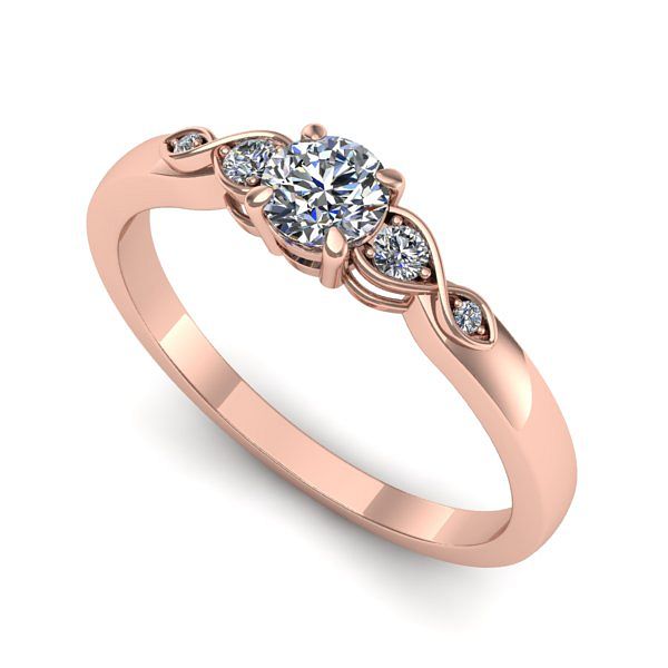 Inel de logodna din aur roz cu diamant