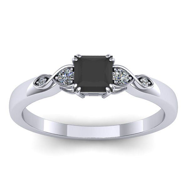 Inel de logodna cu diamant negru patrat