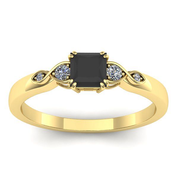 Inel de logodna cu diamant negru patrat