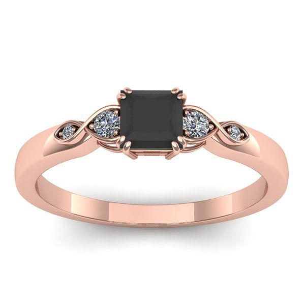 Inel de logodna cu diamant negru patrat