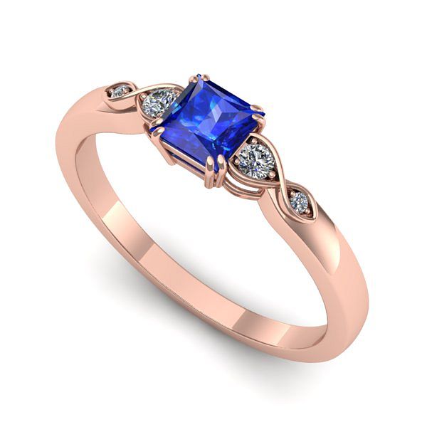 Inel din aur roz cu safir