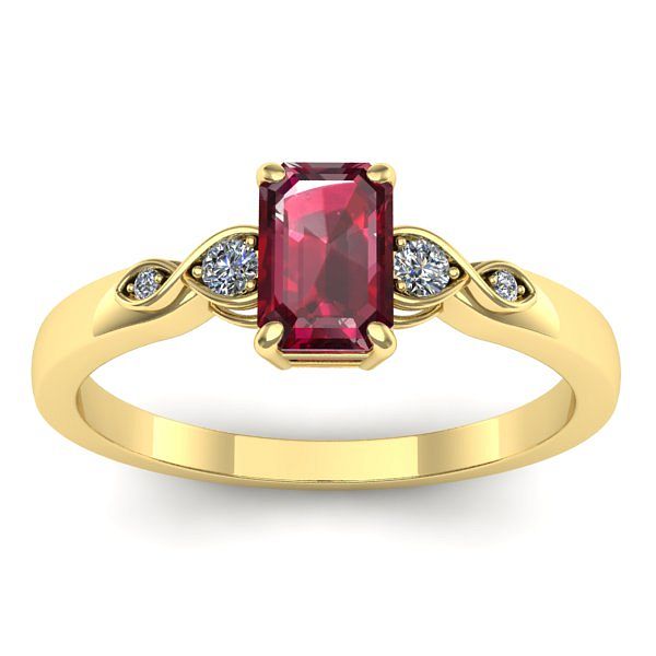 Inel cu rubin dreptunghiular