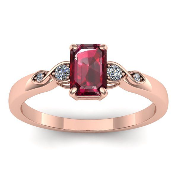 Inel logodna cu rubin dreptunghiular