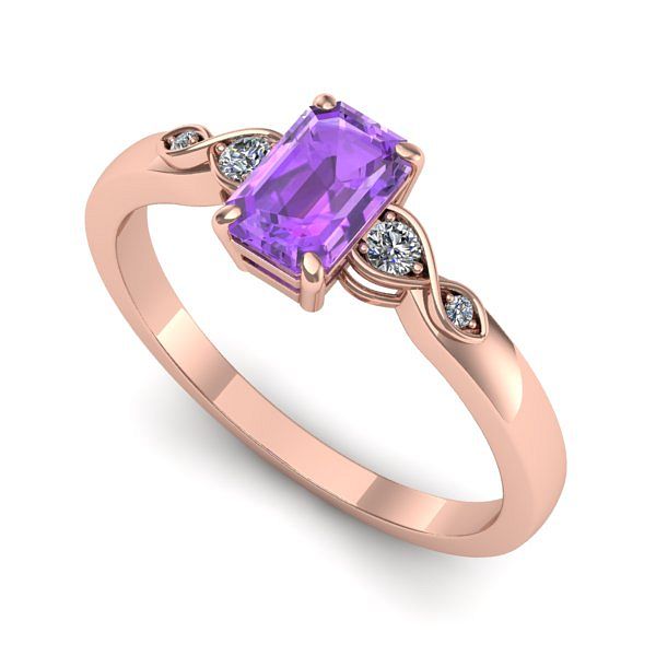 Inel logodna din aur roz cu ametist