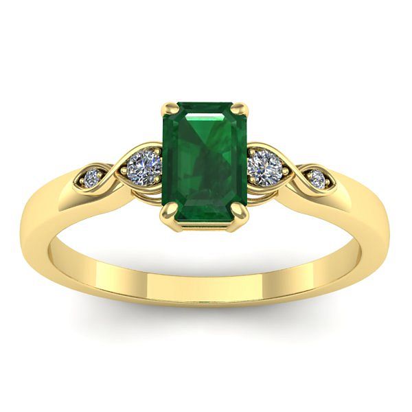 Inel logodna cu smarald dreptunghiular