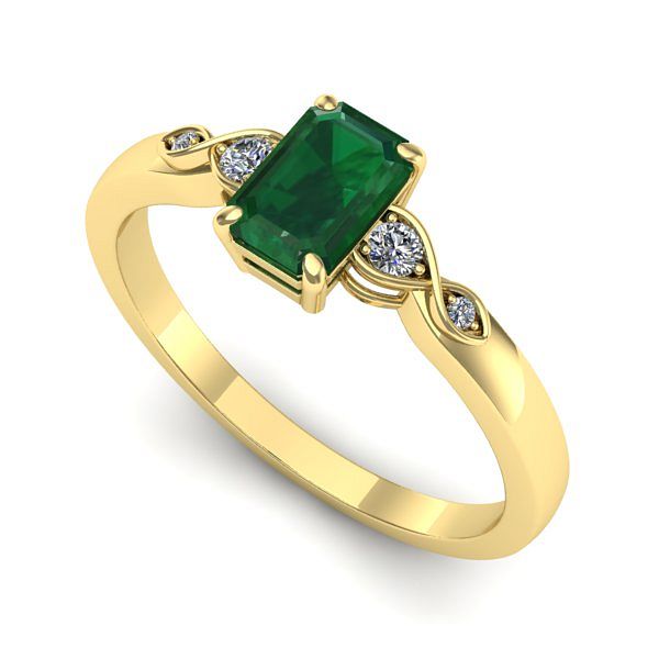 Inel din aur galben cu smarald