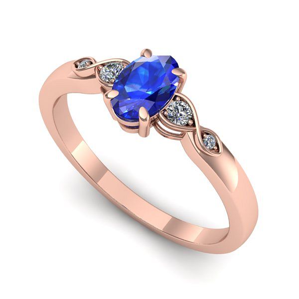 Inel logodna din aur roz cu safir