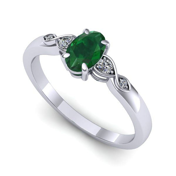 Inel din aur alb cu smarald