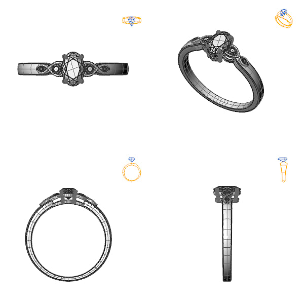 Inel sidestone cu safir