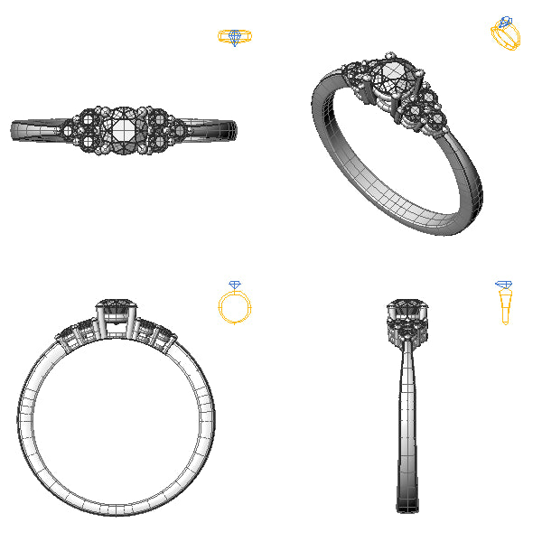 Inel de logodna sidestone cu diamant negru