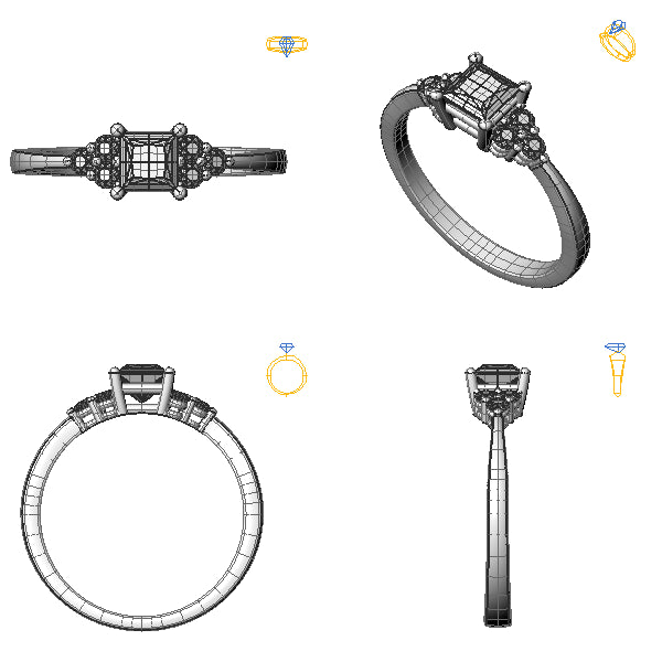 Inel logodna sidestone cu diamant negru