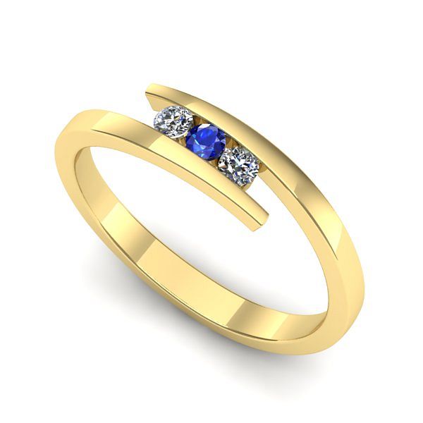 Inel de logodna din aur galben cu safir