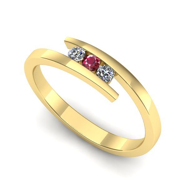 Inel de logodna din aur galben cu rubin