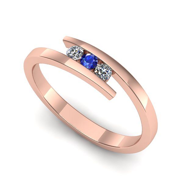 Inel logodna din aur roz cu safir