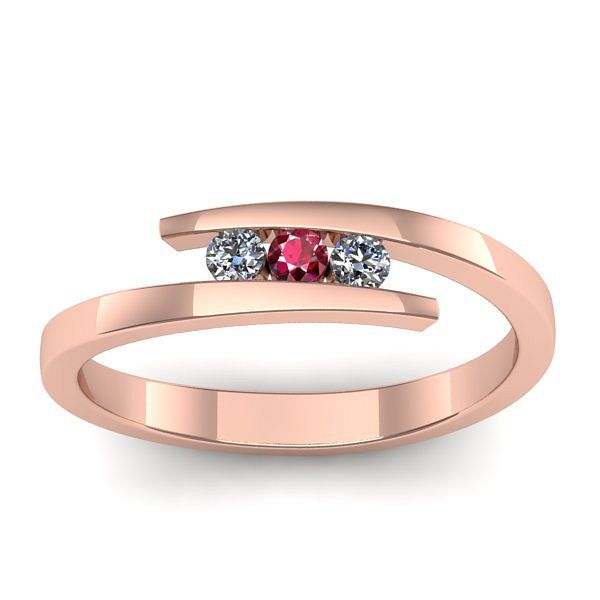 Inel de logodna cu rubin rotund