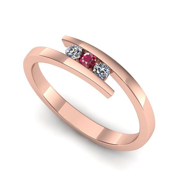 Inel logodna din aur roz cu rubin