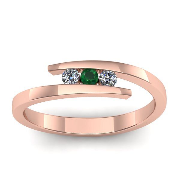 Inel de logodna cu smarald rotund