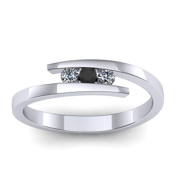 Inel cu diamant negru rotund