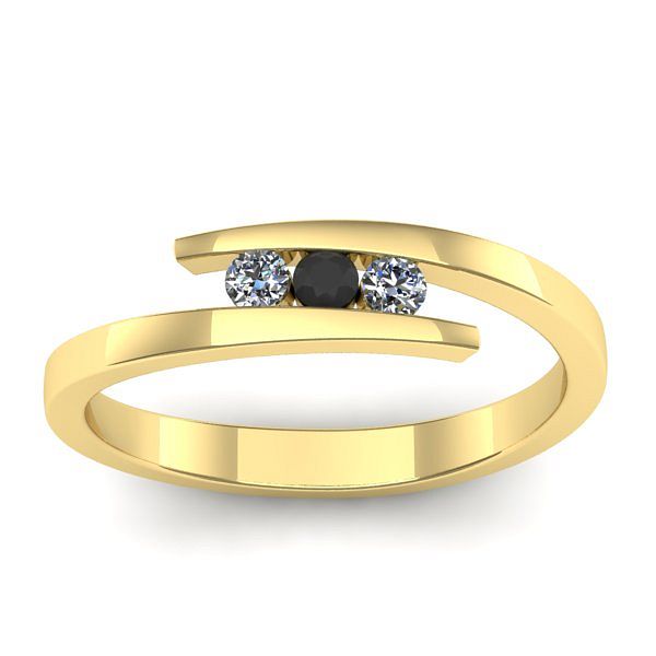 Inel de logodna cu diamant negru rotund