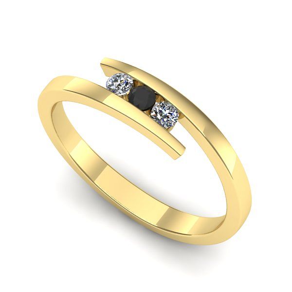 Inel din aur galben cu diamant negru