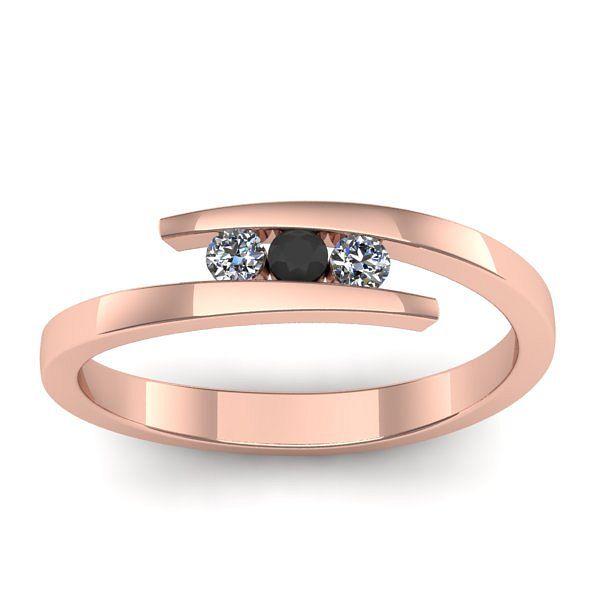 Inel cu diamant negru rotund