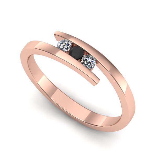 Inel din aur roz cu diamant negru