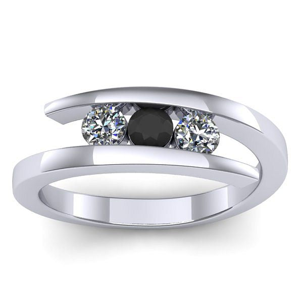 Inel de logodna cu diamant negru rotund