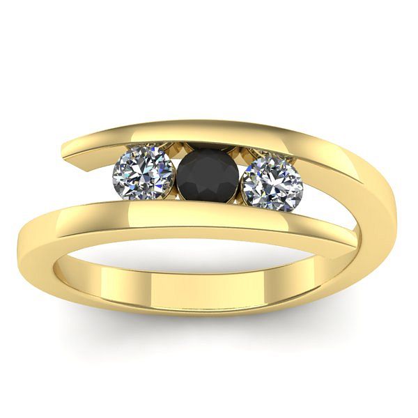 Inel cu diamant negru rotund