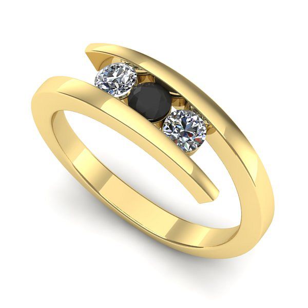 Inel din aur galben cu diamant negru