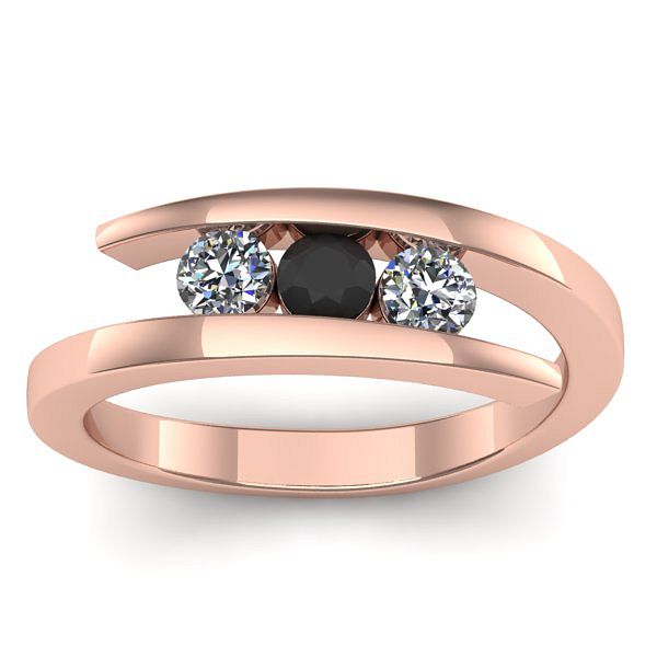 Inel logodna cu diamant negru rotund