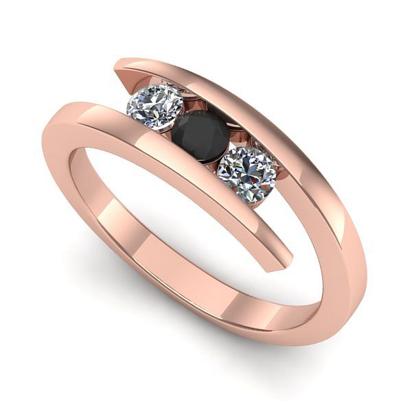 Inel de logodna din aur roz cu diamant negru