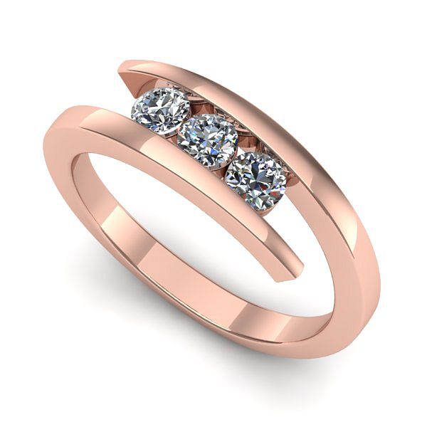 Inel din aur roz cu diamant