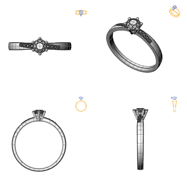Inel logodna sidestone cu diamant negru