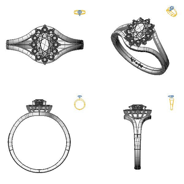 Inel de logodna halo cu safir galben