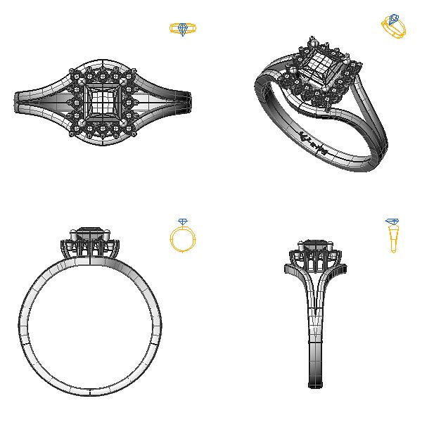 Inel halo cu diamant negru