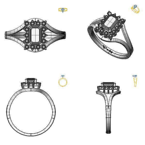 Inel de logodna halo cu smarald