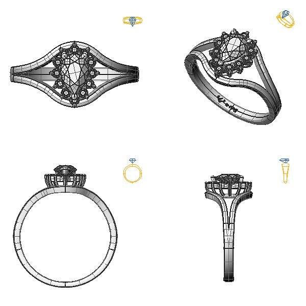 Inel halo cu aquamarin