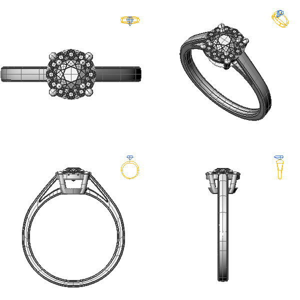 Inel logodna halo cu diamant negru