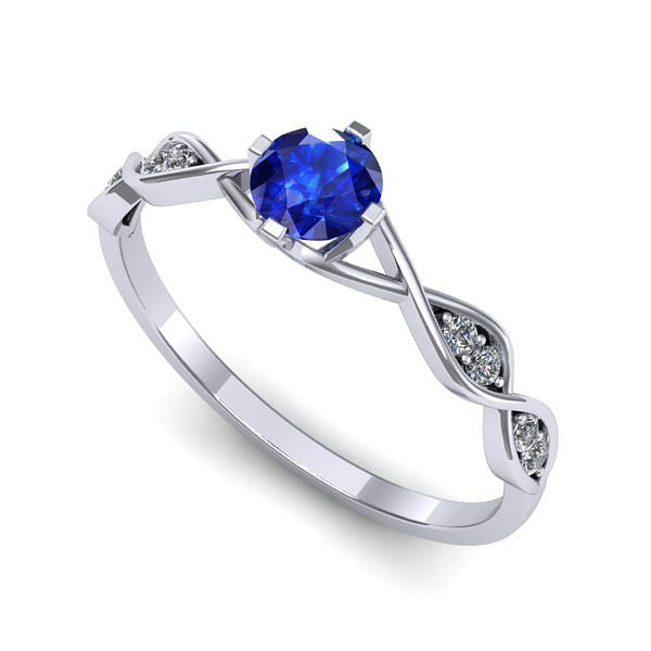 Inel logodna din aur alb cu safir