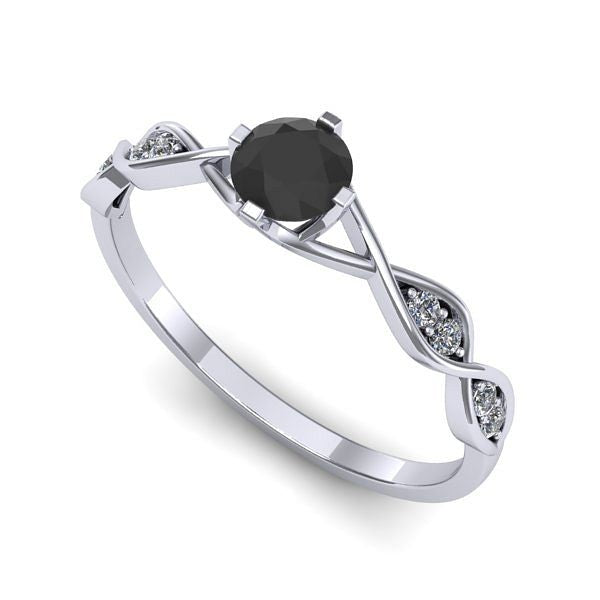 Inel din aur alb cu diamant negru