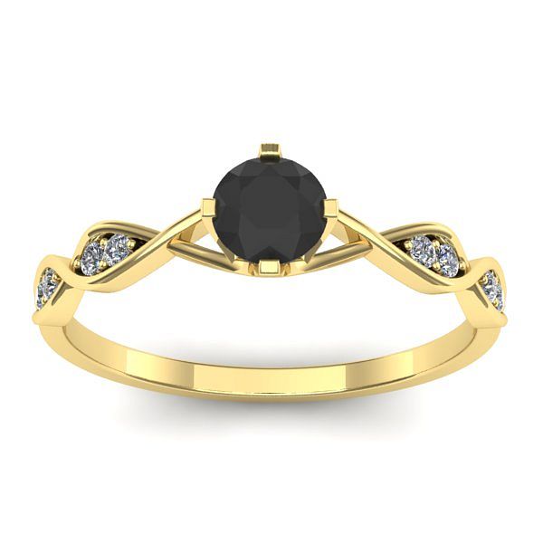 Inel logodna cu diamant negru rotund