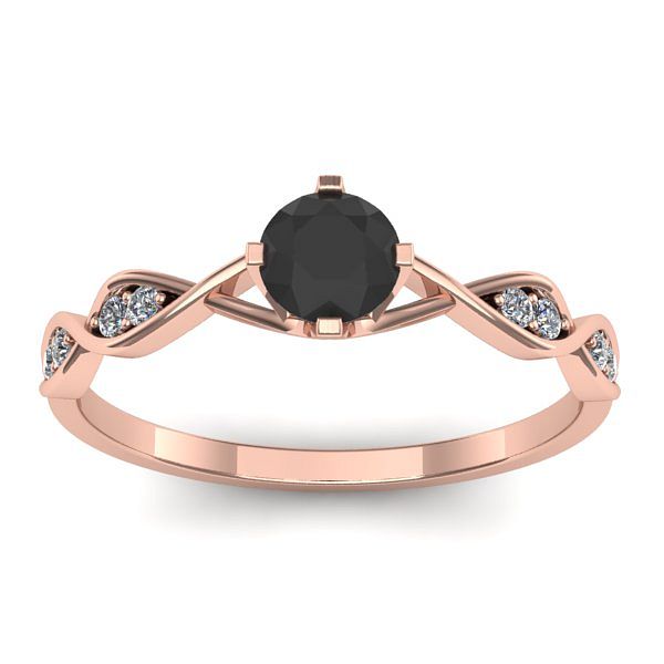 Inel cu diamant negru rotund