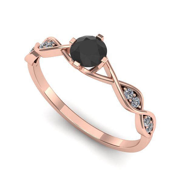Inel logodna din aur roz cu diamant negru