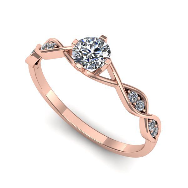 Inel din aur roz cu diamant