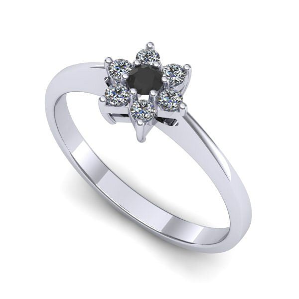 Inel logodna din aur alb cu diamant negru