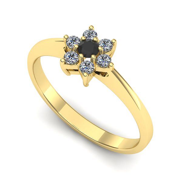 Inel logodna din aur galben cu diamant negru