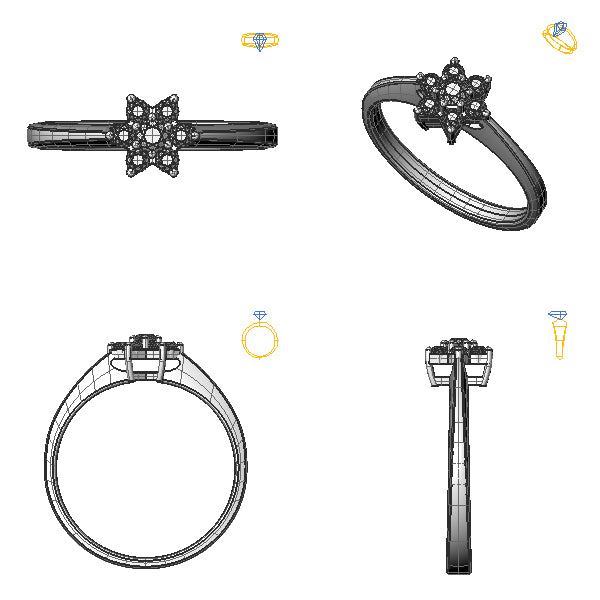 Inel halo cu diamant negru