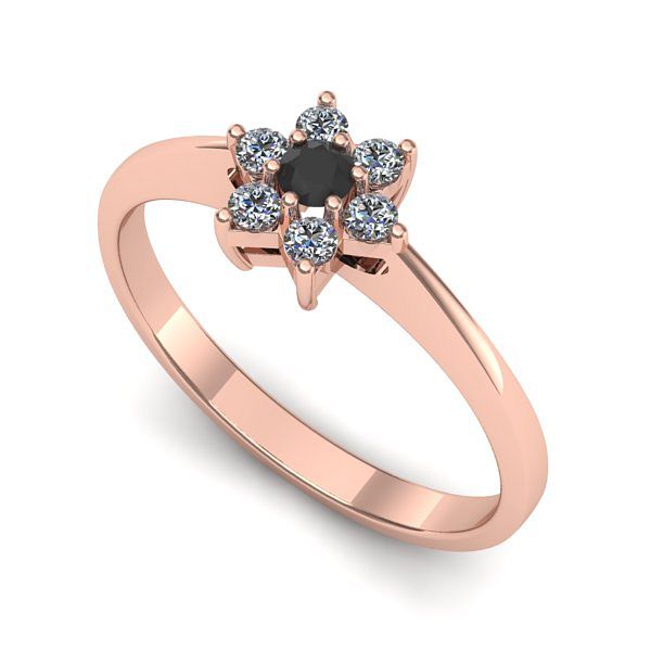 Inel logodna din aur roz cu diamant negru